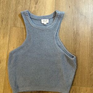 Lulu's Light Blue Sleeveless Knit Crop Tank